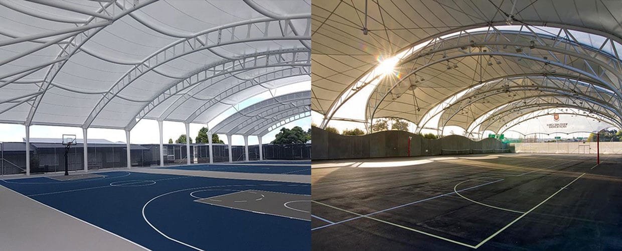 Kanopi Tenda Membrane Modern untuk Lapangan Futsal